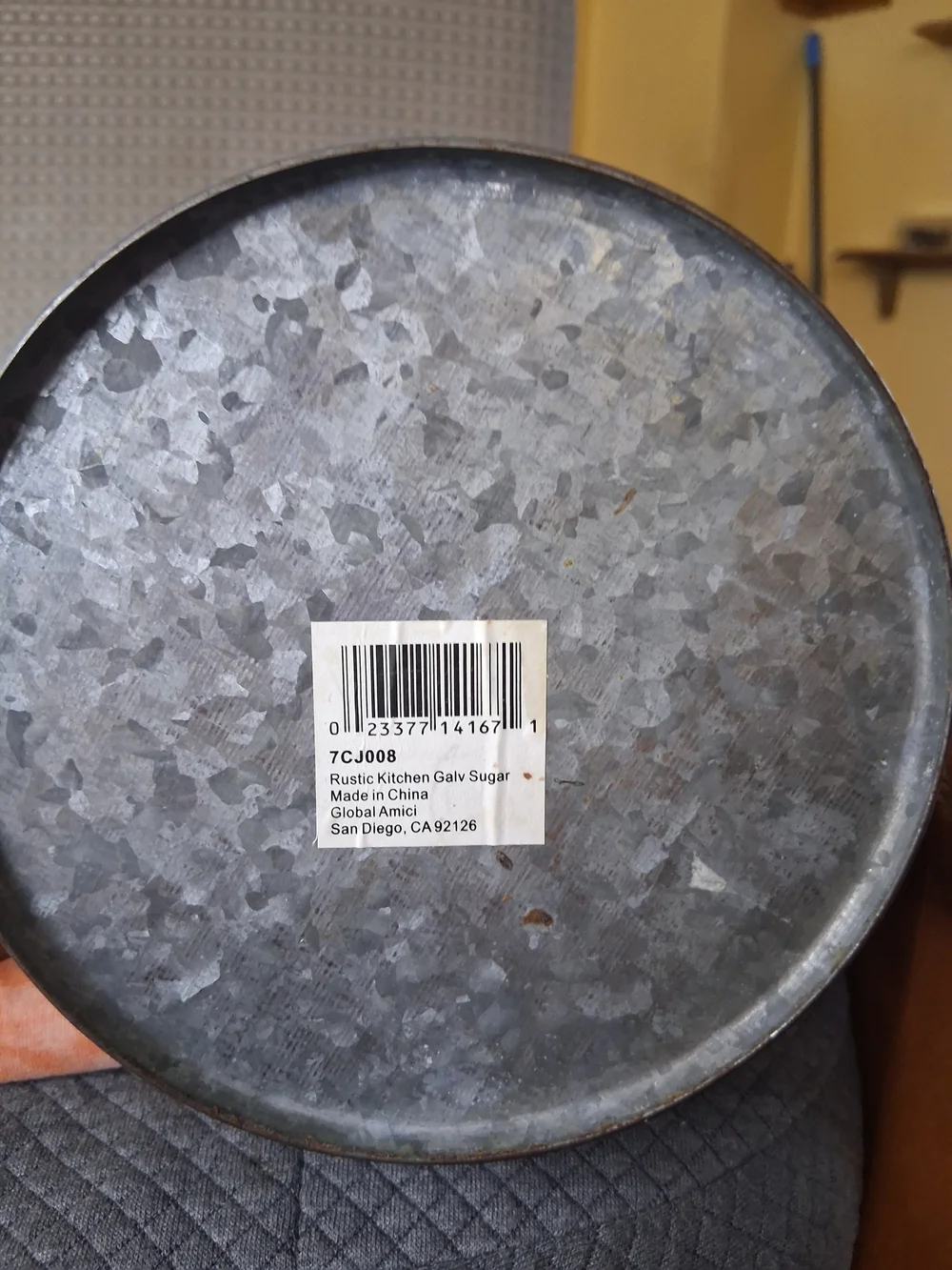 Galvanized Metal Sugar Canister - Rustic Gray Used 7 Tall Opening Is 5 Inch